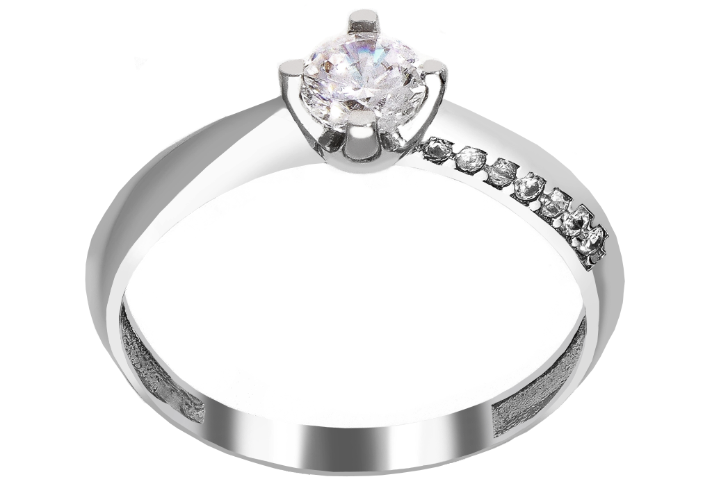 Zlatý zásnubný prsteň s krištáľmi