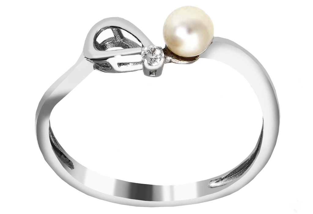 Zlatý dámsky prsteň so syntetickou perlou