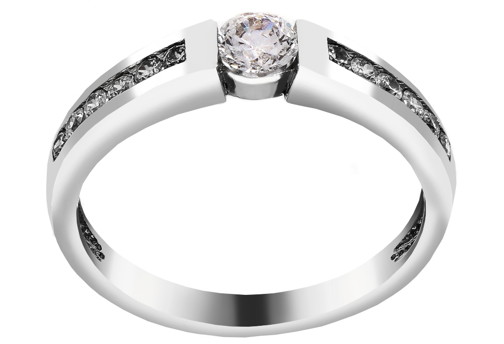 Zlatý zásnubný prsteň so zirkónmi