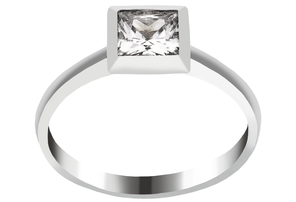 Zlatý zásnubný prsteň s krištáľom