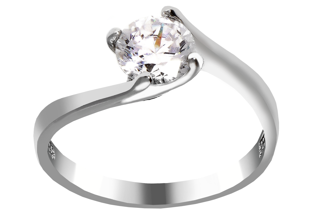 Zlatý zásnubný prsteň s krištáľom