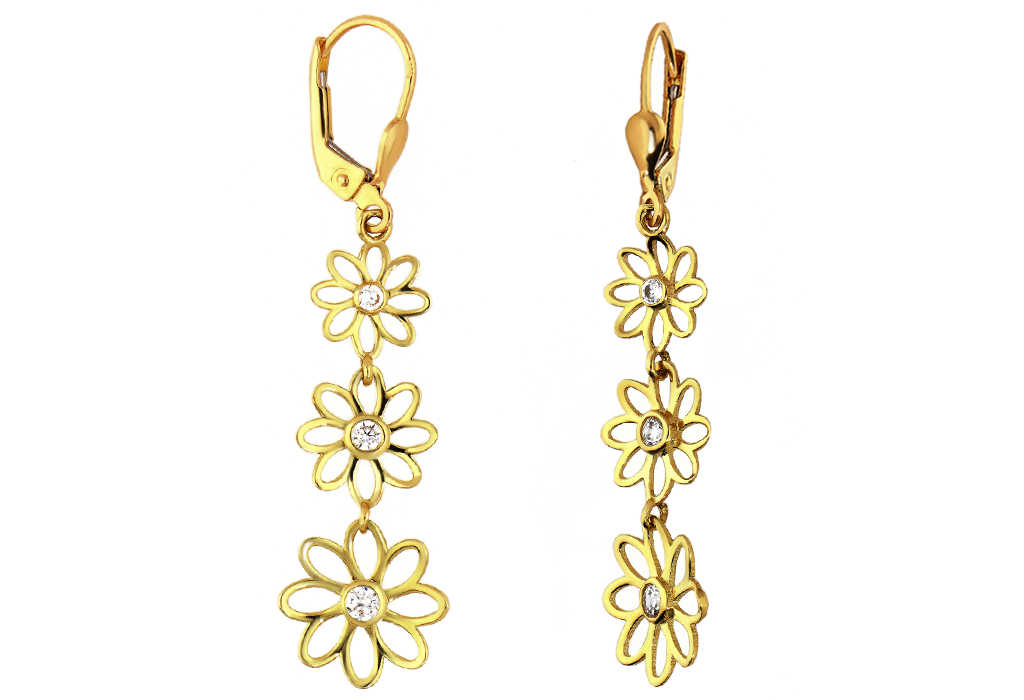 Zlaté dámske náušnice v tvare kvetinky