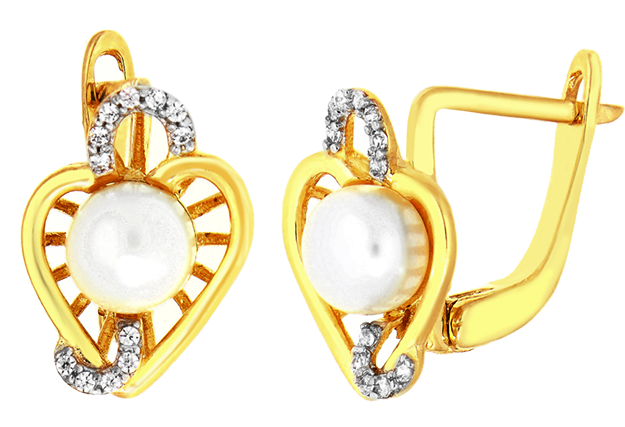 Zlaté náušnice so syntetickou perlou