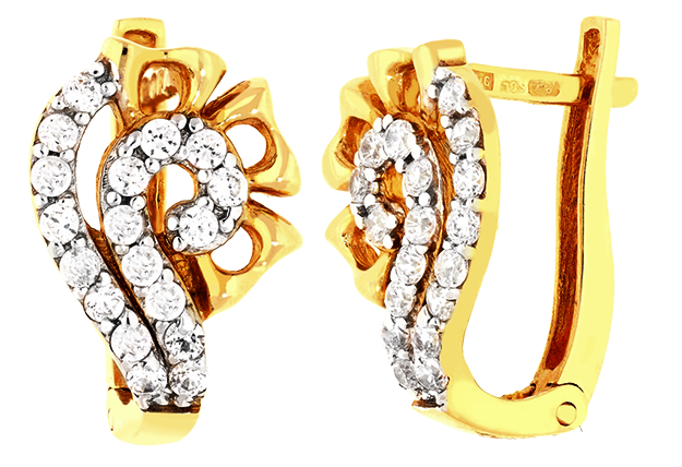Zlaté dámske náušnice s krištáľmi