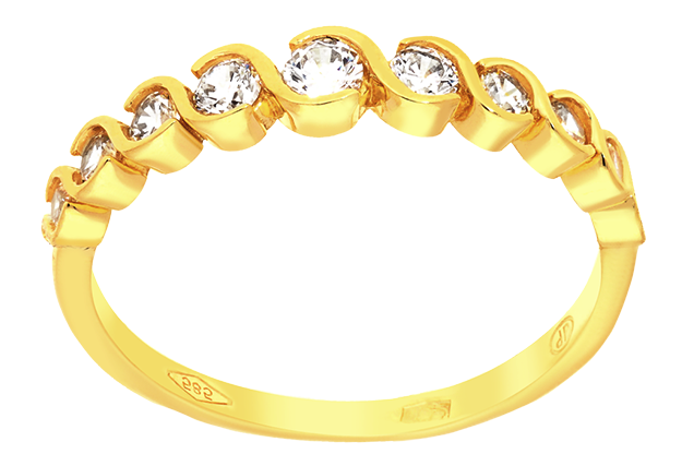 Zlatý dámsky prsteň s krištáľmi