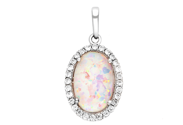 Zlatý dámsky prívesok s dúhovým opálom